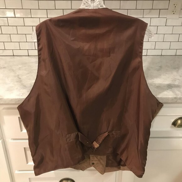 John L. Blair Personal Choice Vest Mens 2XL Brown Suede Leather Snap Southwest - Picture 5 of 9